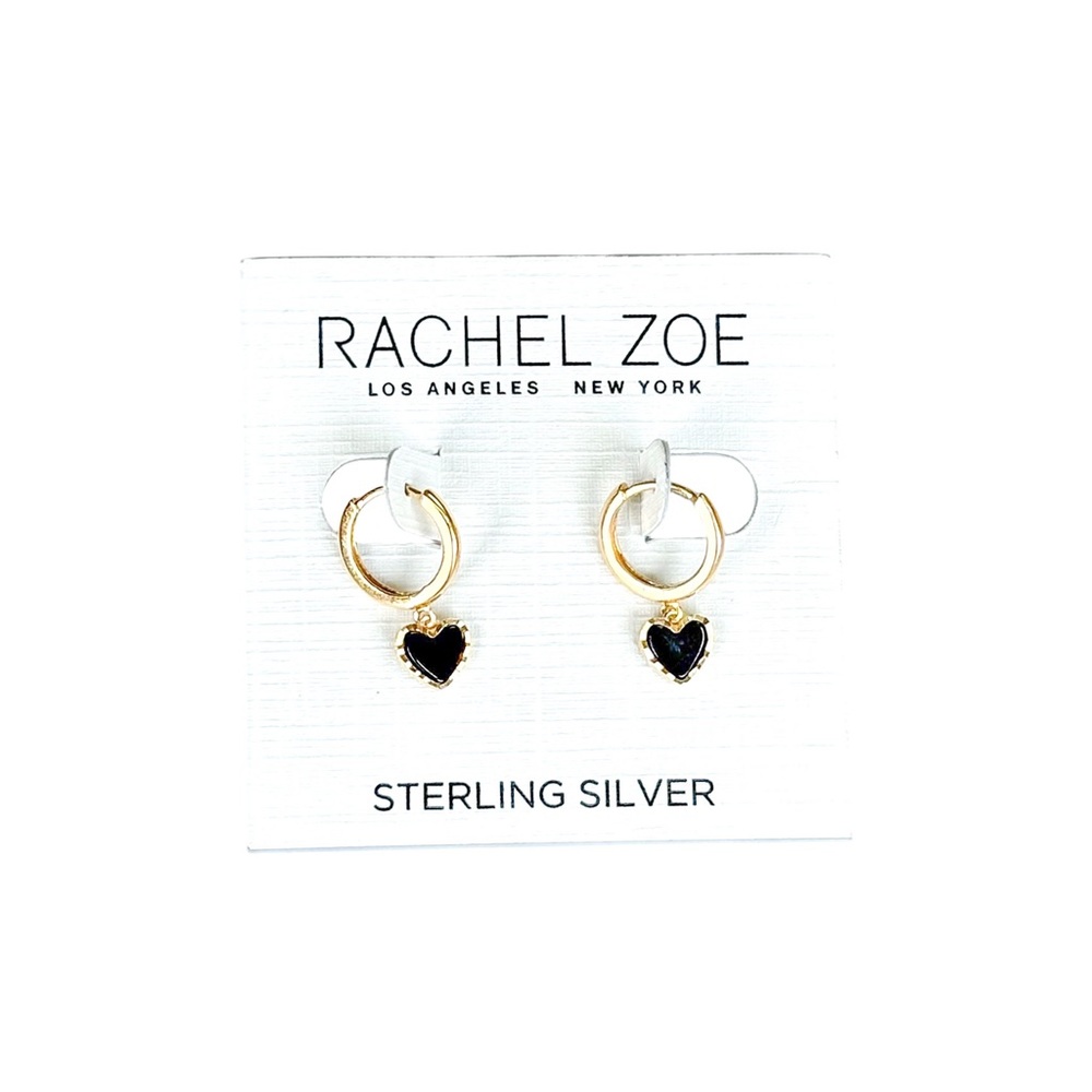 Rachel Zoe S.S Onyx CZ Heart Earrings